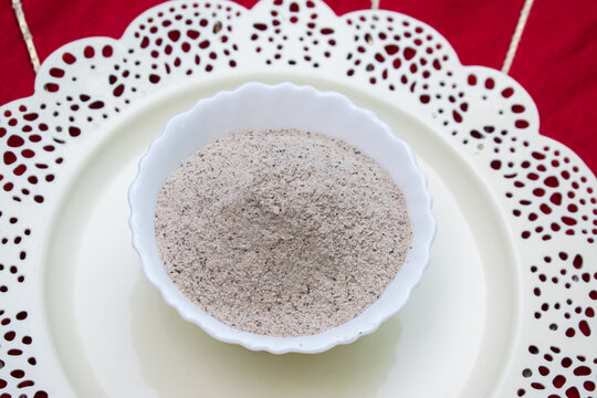 Buckwheat flour or kuttu ka aata in a white bowl