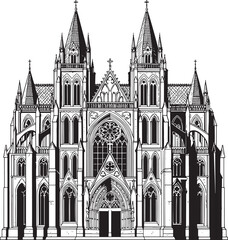 Fototapeta premium Gothic cathedral silhouette for vector stock