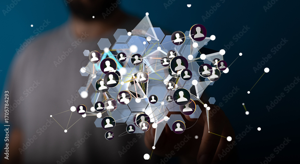 Poster abstract image of a network connection, representing social media, global communication, and network