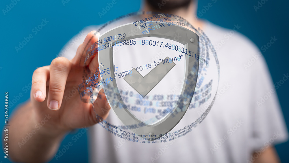 Poster secure your data with robust cybersecurity. protect against threats and ensure online safety.