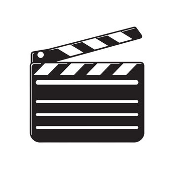 Movie clapper board icon vector design concept black on white background.