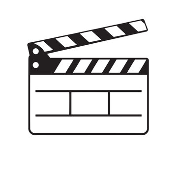 Movie clapper board icon vector design concept black on white background.