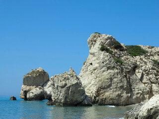 Sea and rocks in the area of ​​Aphrodite's rock