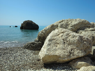 Sea and rocks in the area of ​​Aphrodite's rock