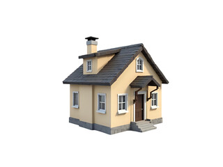 3D House Model PNG with Transparent Background
