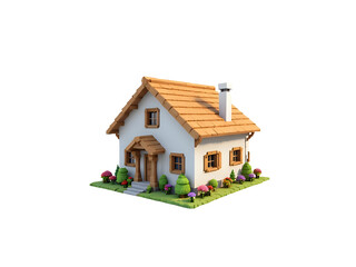 3D House Model PNG with Transparent Background
