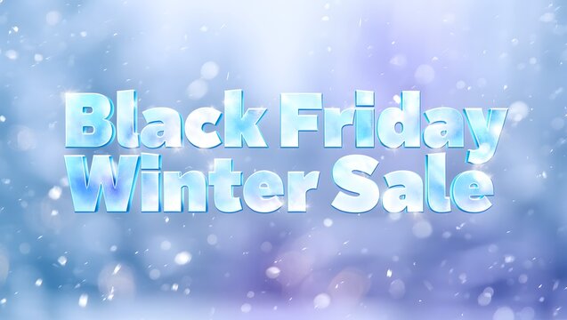 Black friday winter sale announcement with snowflakes and frosty text