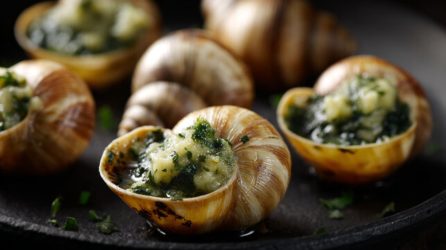 Escargots de Bourgogne traditional French dish.