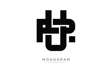 PU Creative Latter Logo. Monogram Logo Design.  Modern Minimal Initials Sing Symbol .