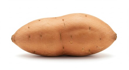 Single Orange Sweet Potato on White Background Still Life