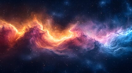 Fototapeta premium Vibrant cosmic nebula with colorful gas clouds and scattered stars in deep space