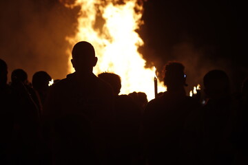 Night event with fire bons and fireworks