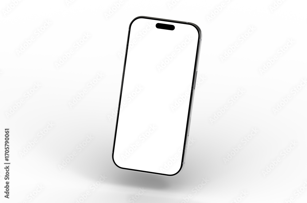Poster high-quality image of a modern smartphone with a blank screen, perfect for app presentations or webs