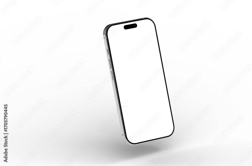 Poster high-quality image of a modern smartphone with a blank screen, perfect for app presentations or webs