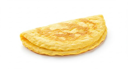Golden Omelet Food on White Background Breakfast Closeup