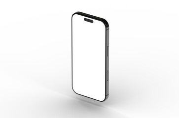 High-quality image of a modern black smartphone with a blank screen, perfect for app presentations or website mockups. Easy to use and customiz