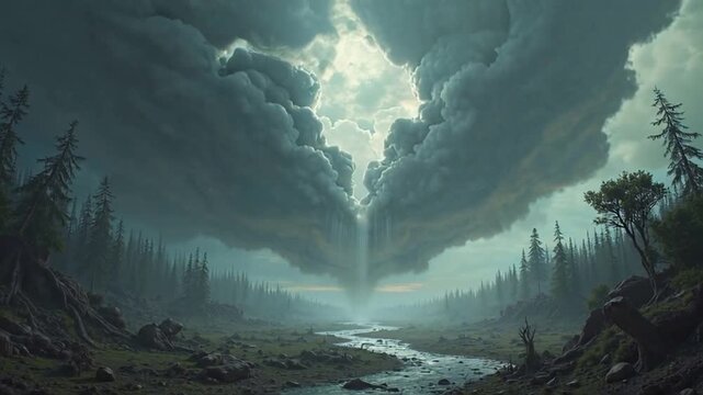 Clouds engulfing the sky