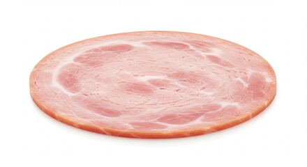 Smoked Meat Slice Pink and White on White Surface