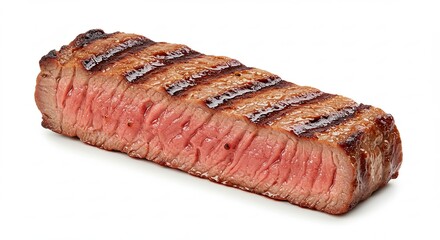 Grilled Beef Steak Slice Delicious Food Meat on White Background