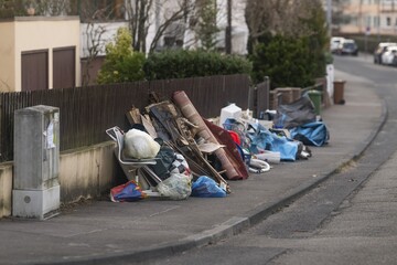 Bulky waste on pavement, Stuttgart, Baden-Württemberg