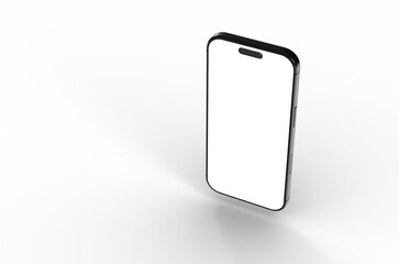 High-quality image of a black smartphone with a blank screen, perfect for app presentations or website mockups.  Easy to use and customize.