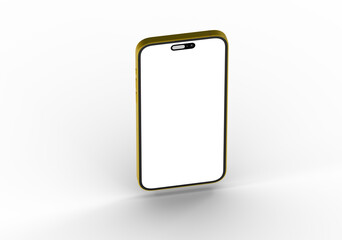 Modern gold smartphone mockup with blank screen. Perfect for app presentations and website designs.