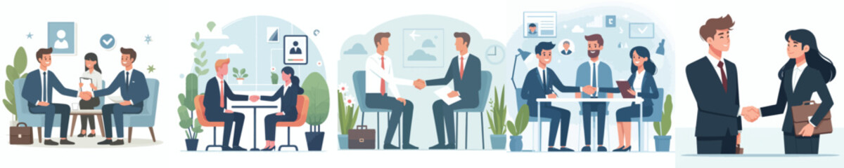 vector of recruiter and job applicant shaking hands