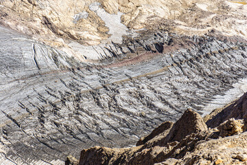 The scenic view of Reşko summit in the Sat (Cilo) mountains, Serpel and Horgedim plateau with its glaciers and glacier rivers in Hakkari, Turkey.