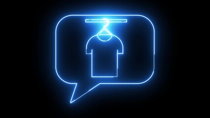 pop up chat icon and hanging clothes icon with neon effect