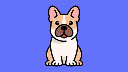 Obraz premium French bulldog, cartoon with a blue background. Ai