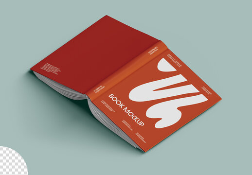 Open Book Cover Mockup Isolated