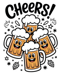 Funny Beer Mugs Cheers T-Shirt