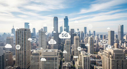 Future urban metropolis with digital communication network