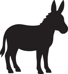 Donkey silhouette icon representing farm animal, livestock, rural life, and hardworking nature.