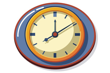 Charming Round Wall Clock with Blue and Gold Accents Depicting Morning Time