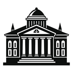Silhouette of a Grand Building Government Architecture Symbol Black and White