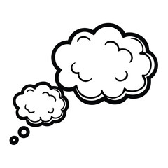 Cartoon Style Thought Bubble Illustration with Retro Outlines