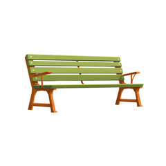 Illustration of cartoon park bench isolated on transparent background