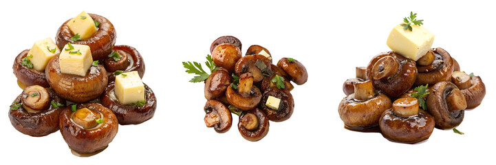  Set of Sautéed Mushroom isolated on a transparent background