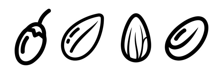 Almond Icons in Outline Style