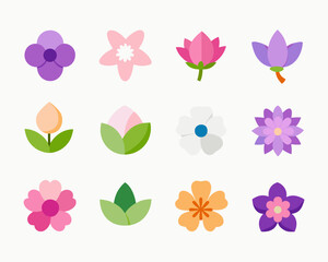 Collection of colorful flat design flower icons