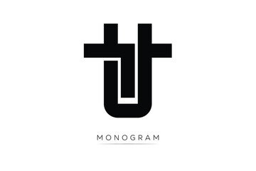 Obraz premium TU Creative Latter Logo. Monogram Logo Design. Modern Minimal Initials Sing Symbol .