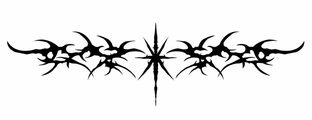Abstract neo tribal cyber gothic symmetrical shapes vector design for tattoo ideas, streetwear t-shirt print dark apparel 