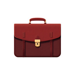 Illustration of red leather briefcase isolated on transparent background 