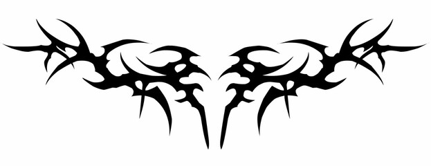 Abstract neo tribal cyber gothic symmetrical shapes vector design for tattoo ideas, streetwear t-shirt print dark apparel 