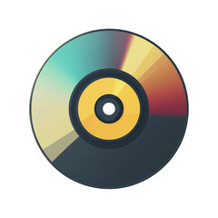 Illustration of colorful vinyl record with a black center isolated on transparent background