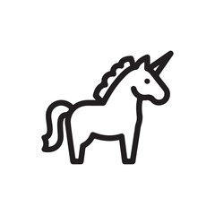 Minimal Black Outline Unicorn Icon on White Background