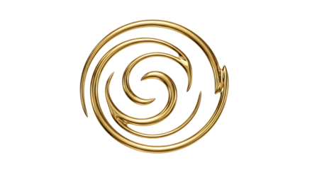 A golden, swirling, intricate design centers a black background, radiating complex patterns.