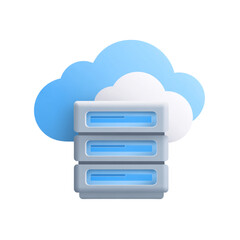 Illustration of cloud data server isolated on transparent background 