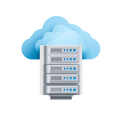 Illustration of cloud server isolated on transparent background